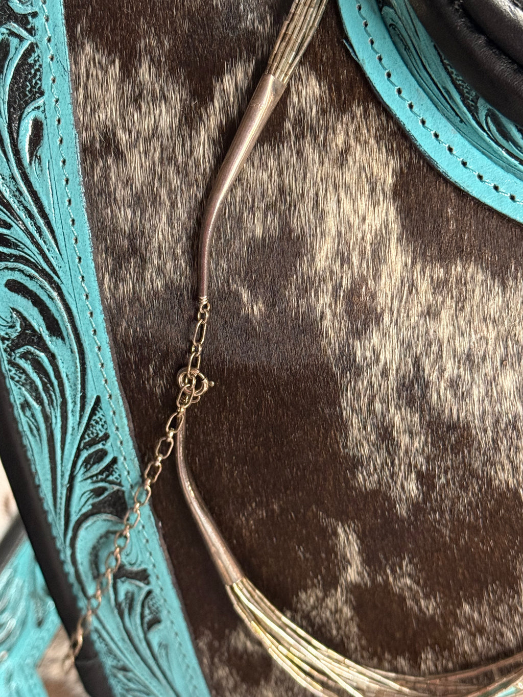 Vintage 12 strand liquid silver and turquoise necklace