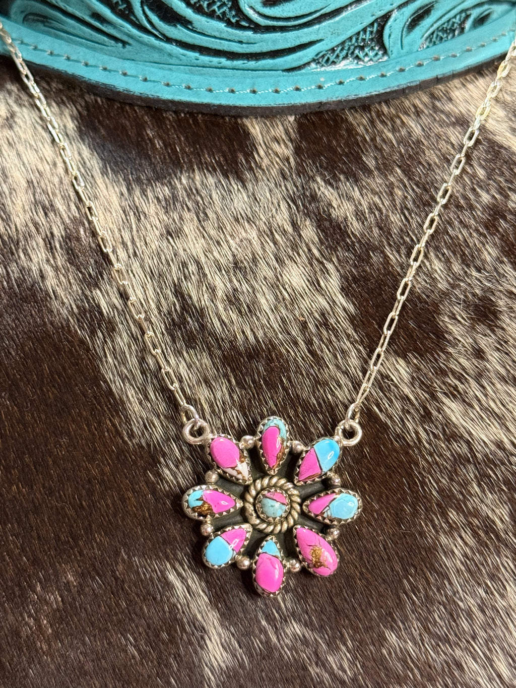 Cotton candy paperclip necklace
