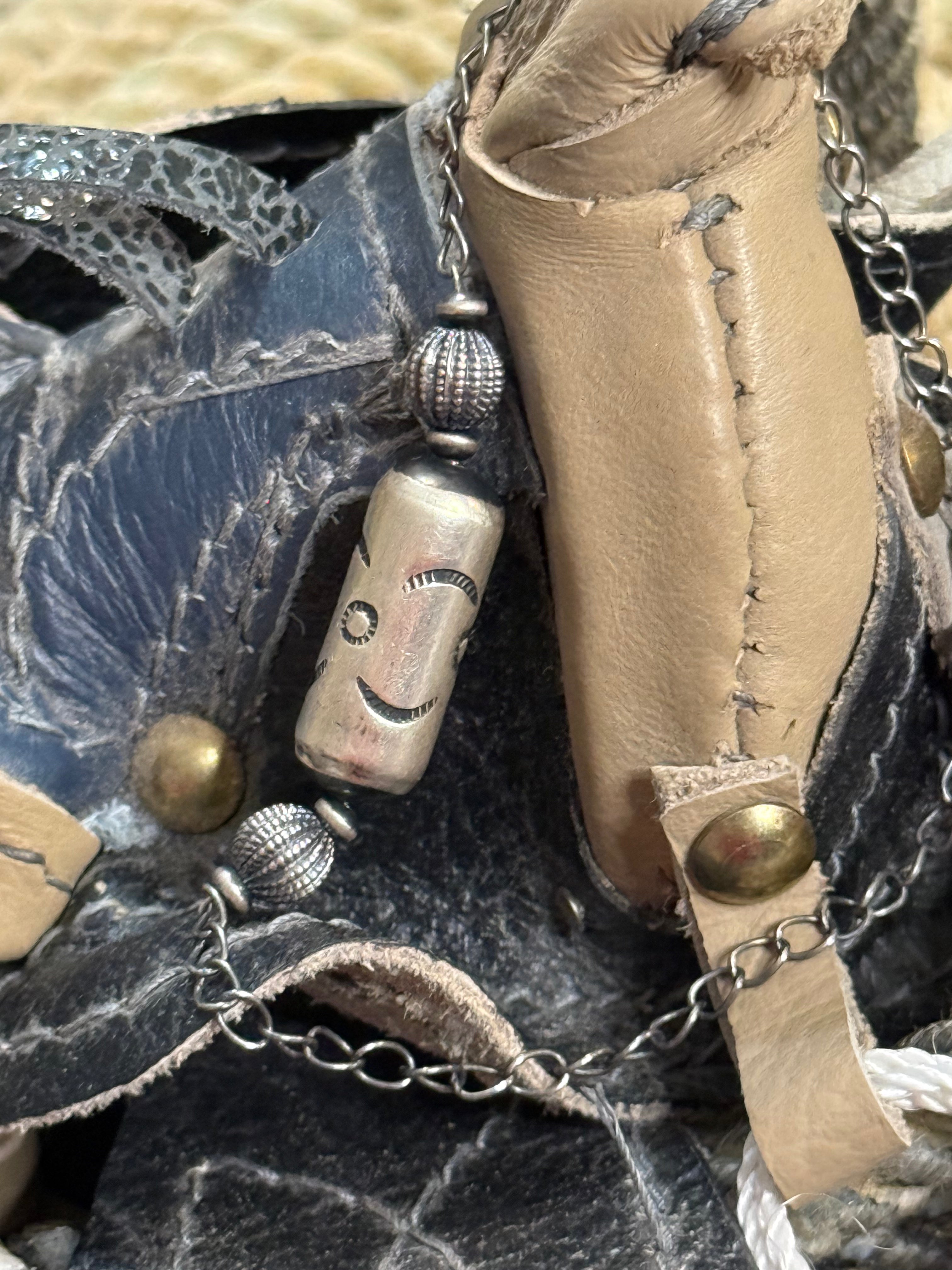 Stamped barrel bead & fluted beads bracelet