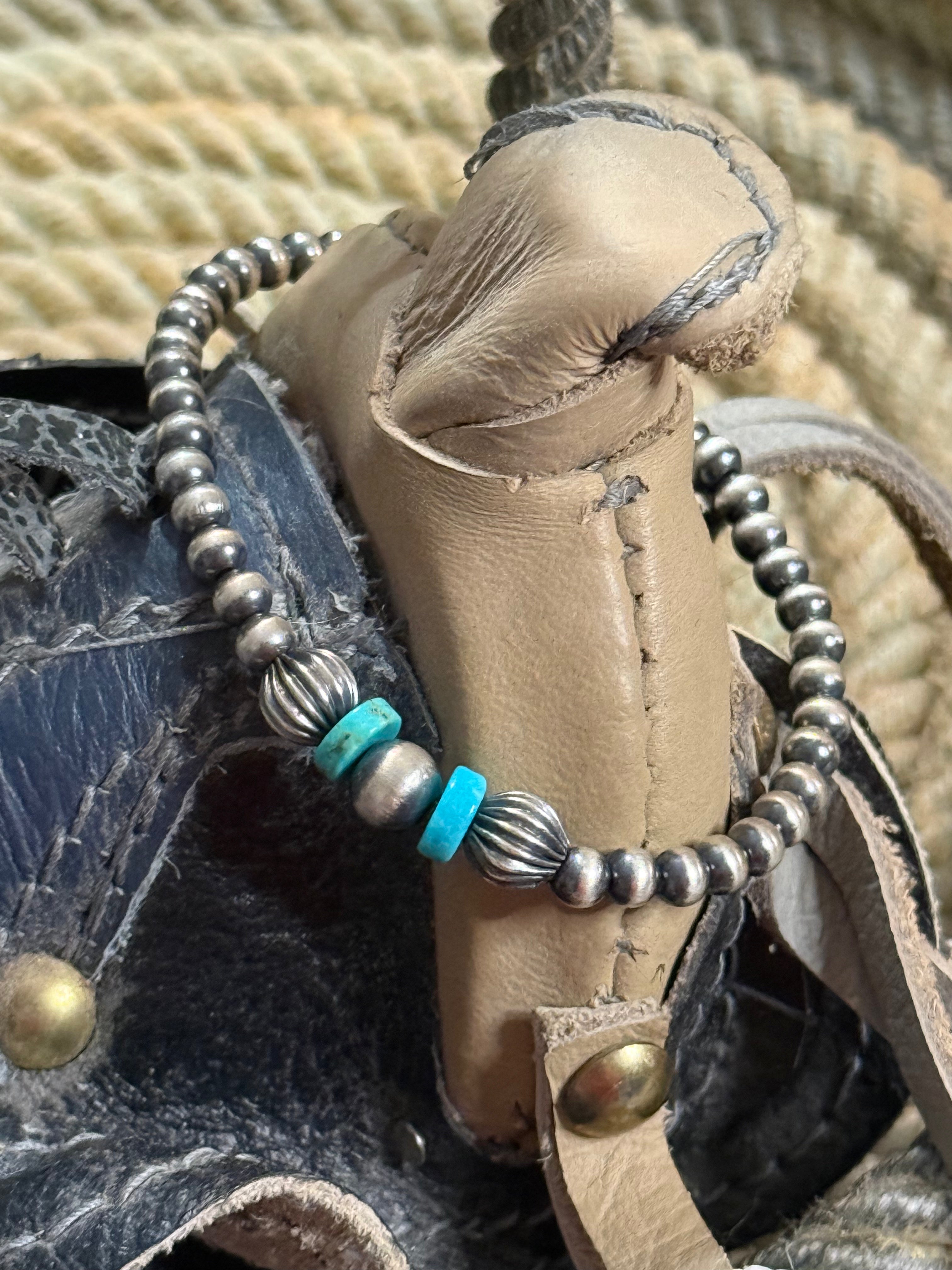 Turquoise and sterling silver beads stacker bracelet