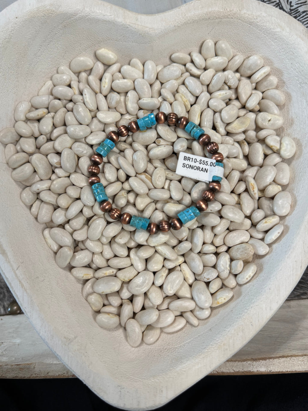 Sonoran turquoise and copper stretch bracelet
