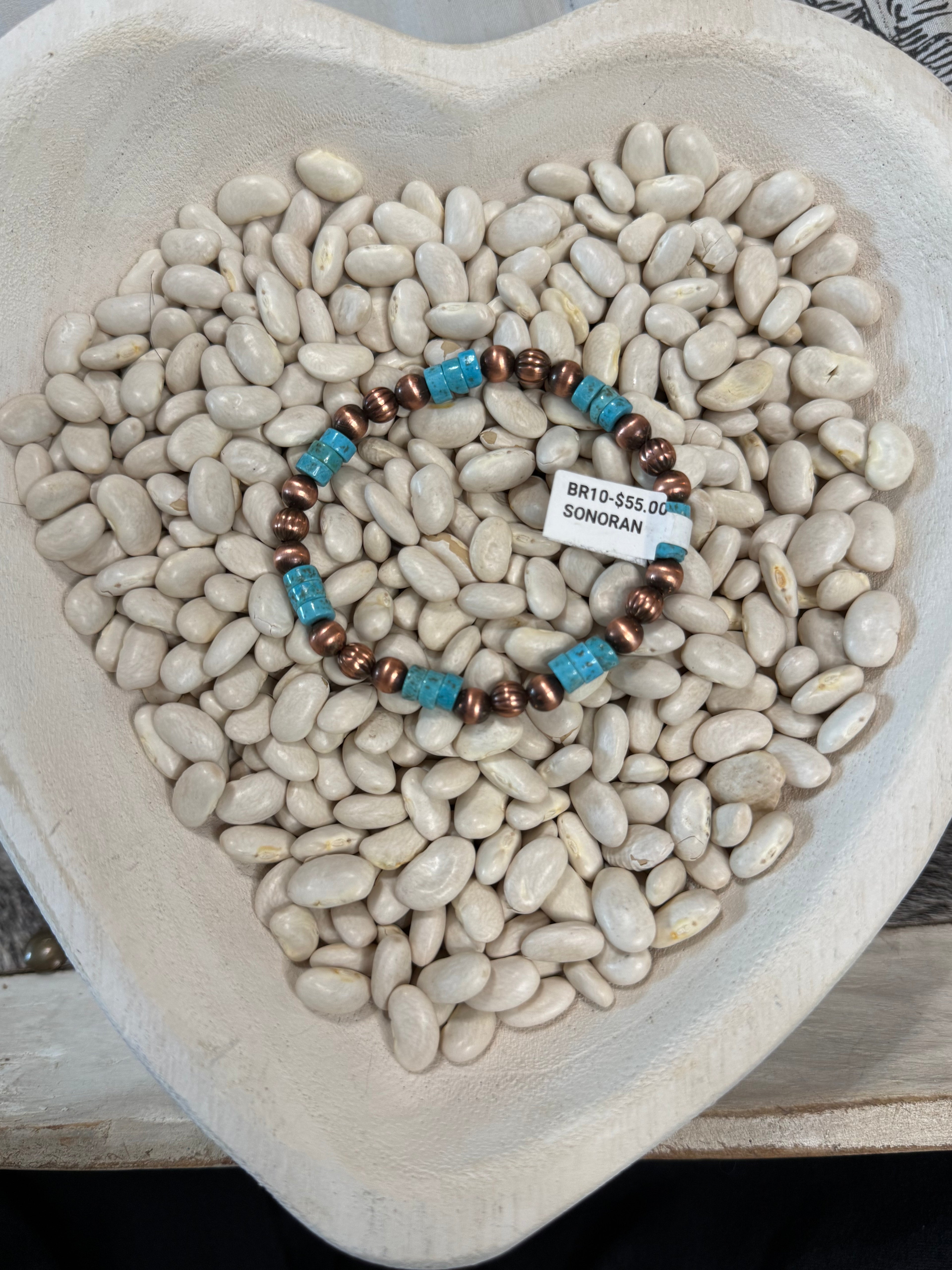 Sonoran turquoise and copper stretch bracelet