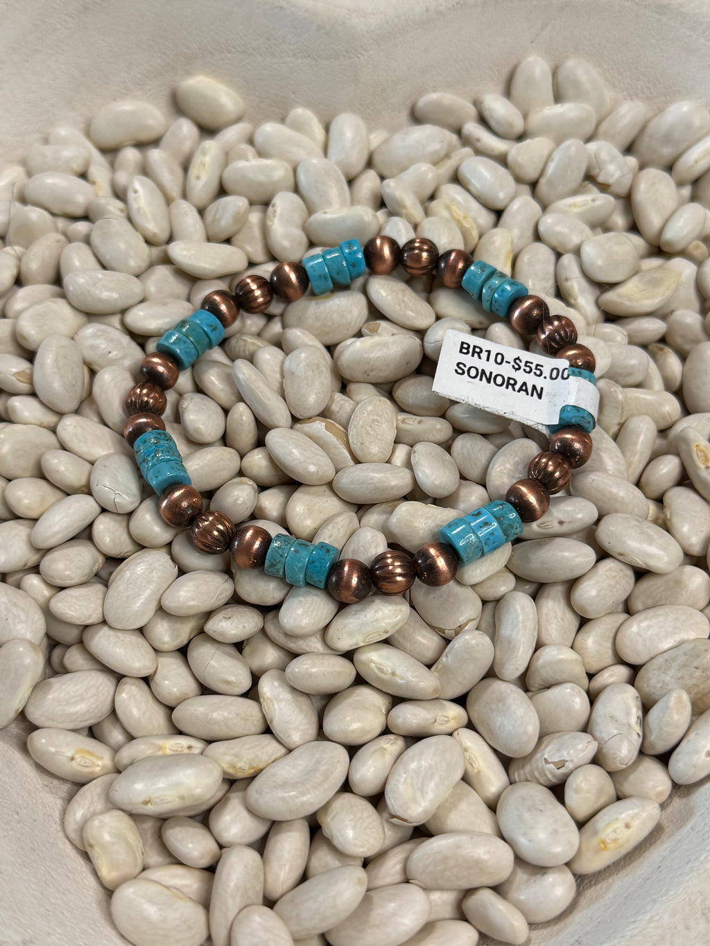 Sonoran turquoise and copper stretch bracelet