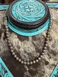 19” Native sterling silver hand soldered stamped bench bead necklace