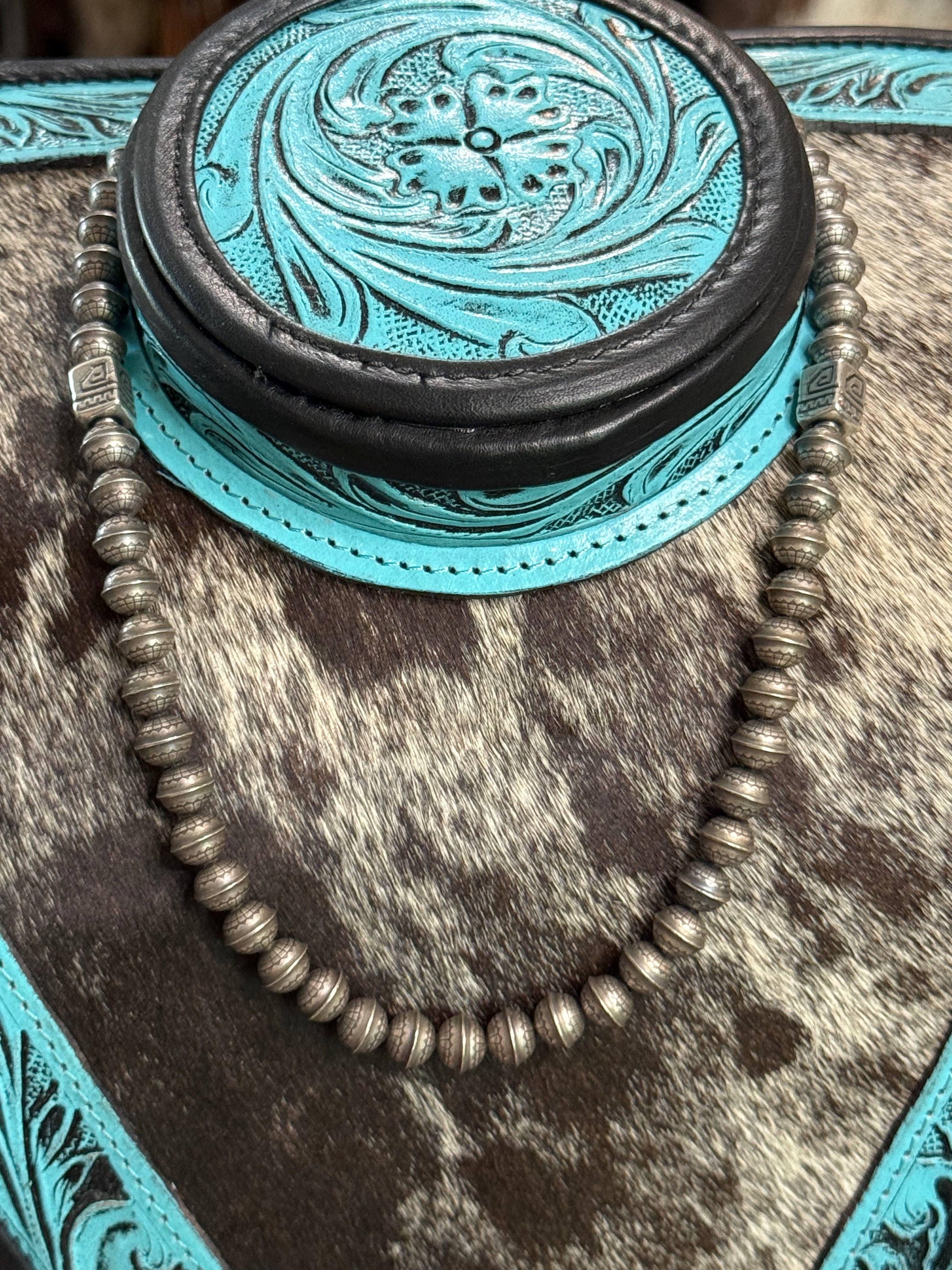 19” Native sterling silver hand soldered stamped bench bead necklace