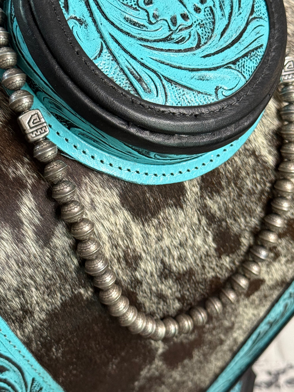 19” Native sterling silver hand soldered stamped bench bead necklace