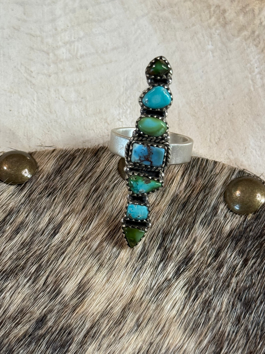 Mixed turquoise dainty crawler ring