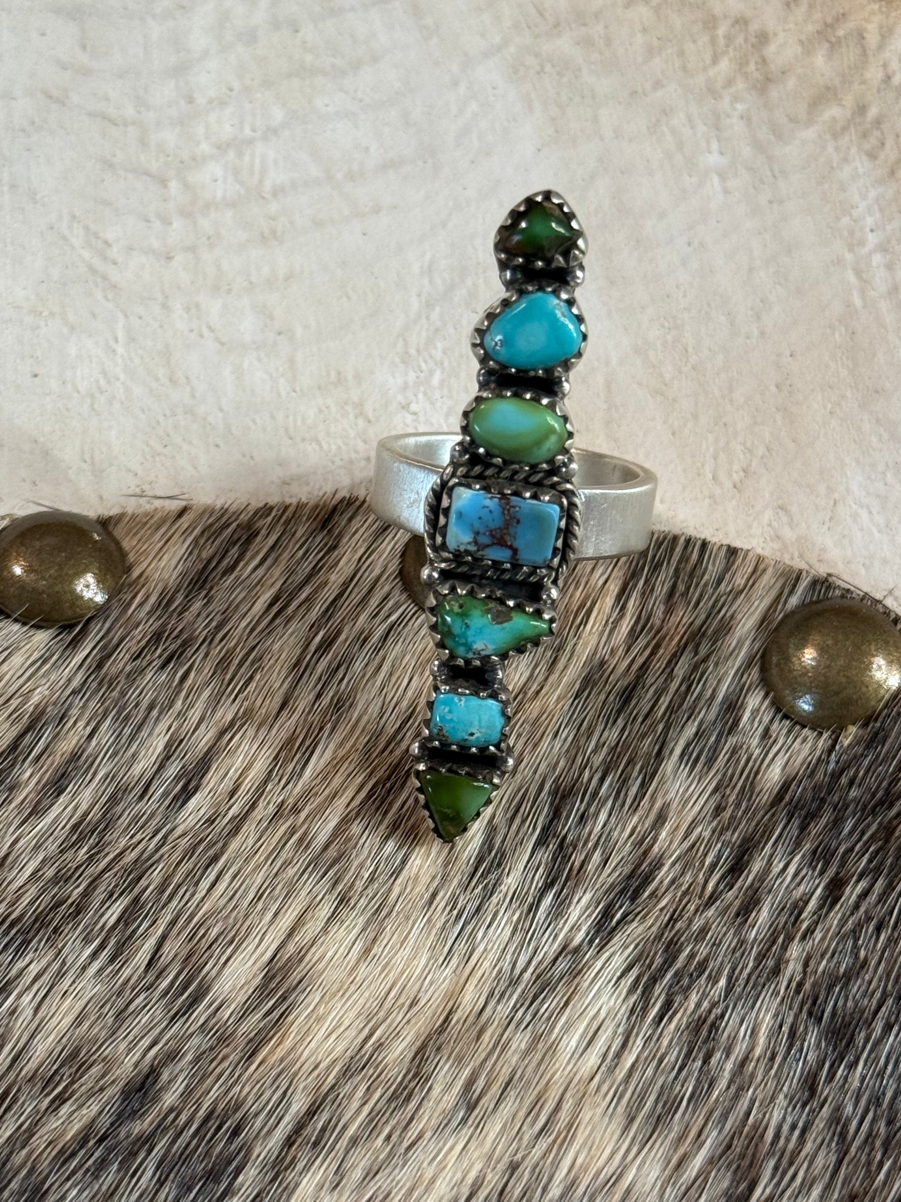 Mixed turquoise dainty crawler ring