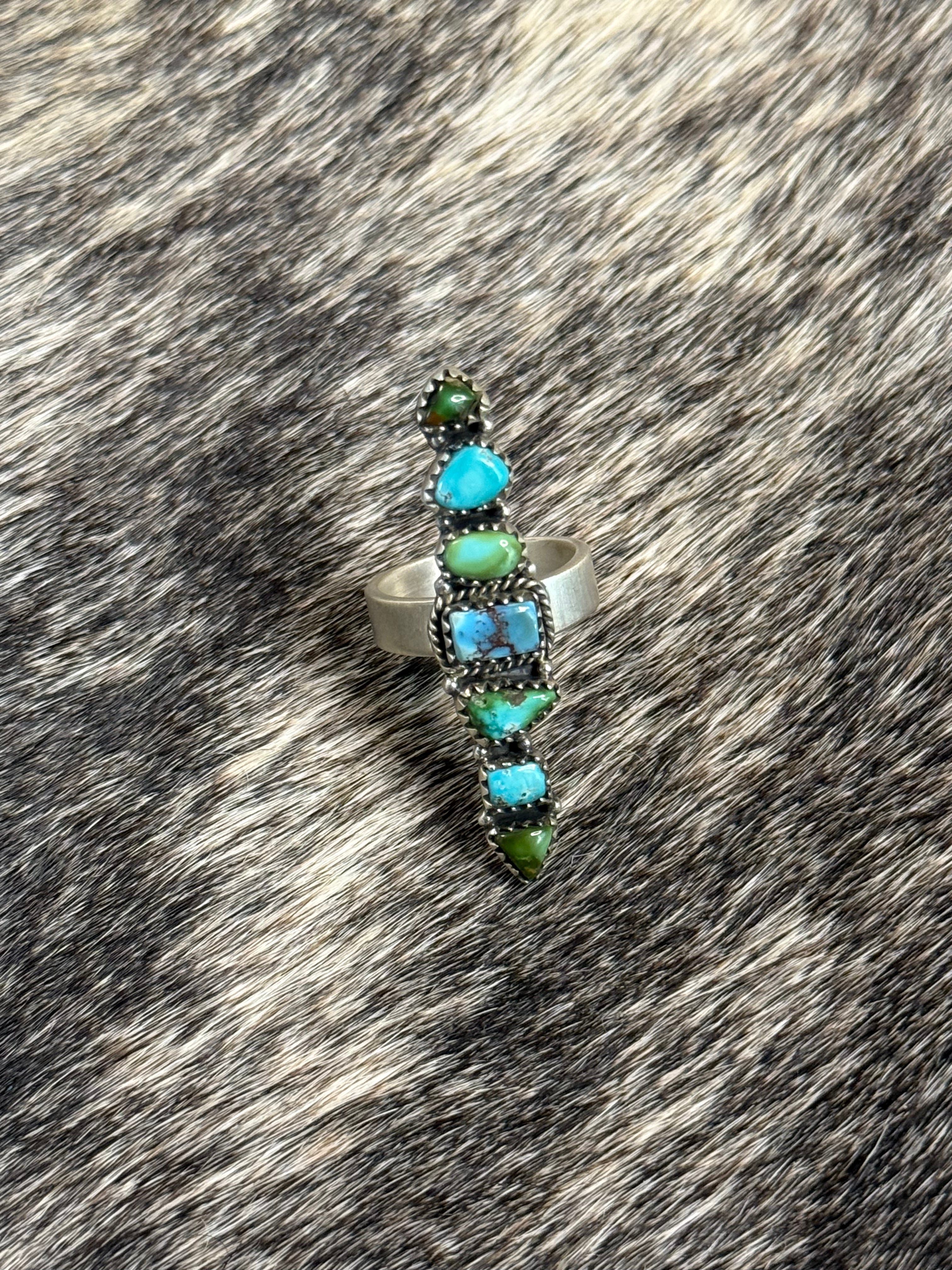 Mixed turquoise dainty crawler ring