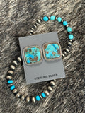 Native Larry Etcitty large square turquoise stud earrings