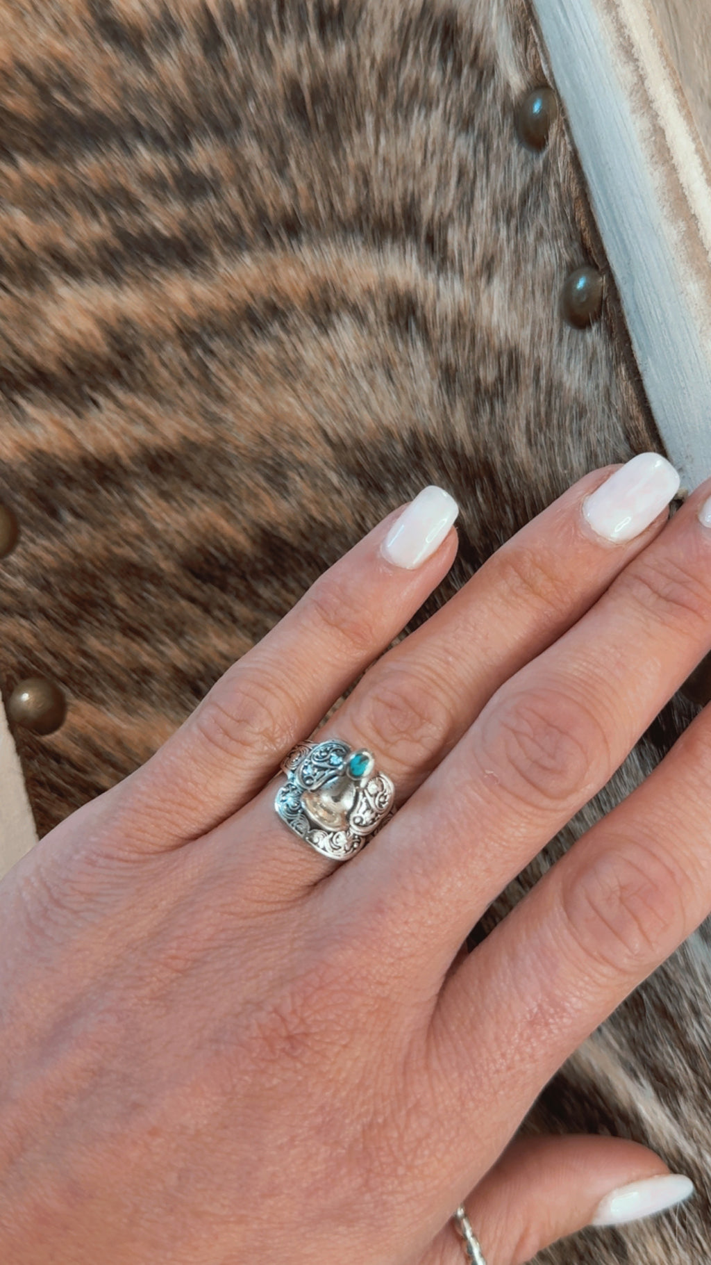 Dainty turquoise saddle ring