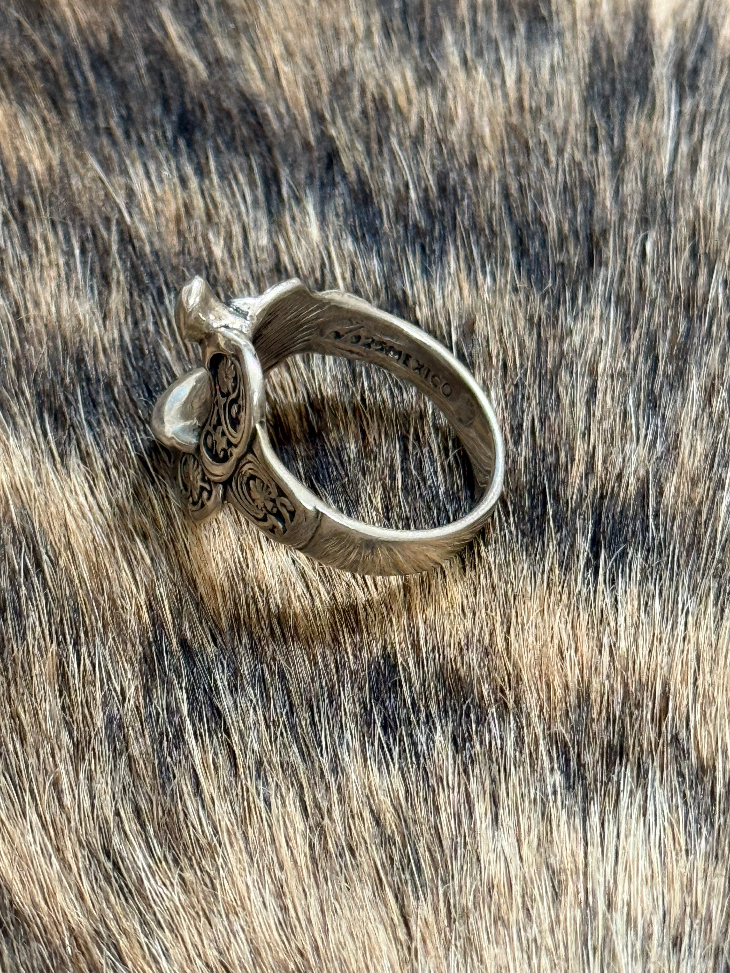 Dainty turquoise saddle ring