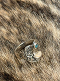 Dainty turquoise saddle ring