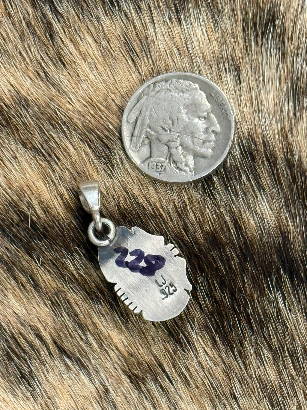 Native made dry creek turquoise pendant