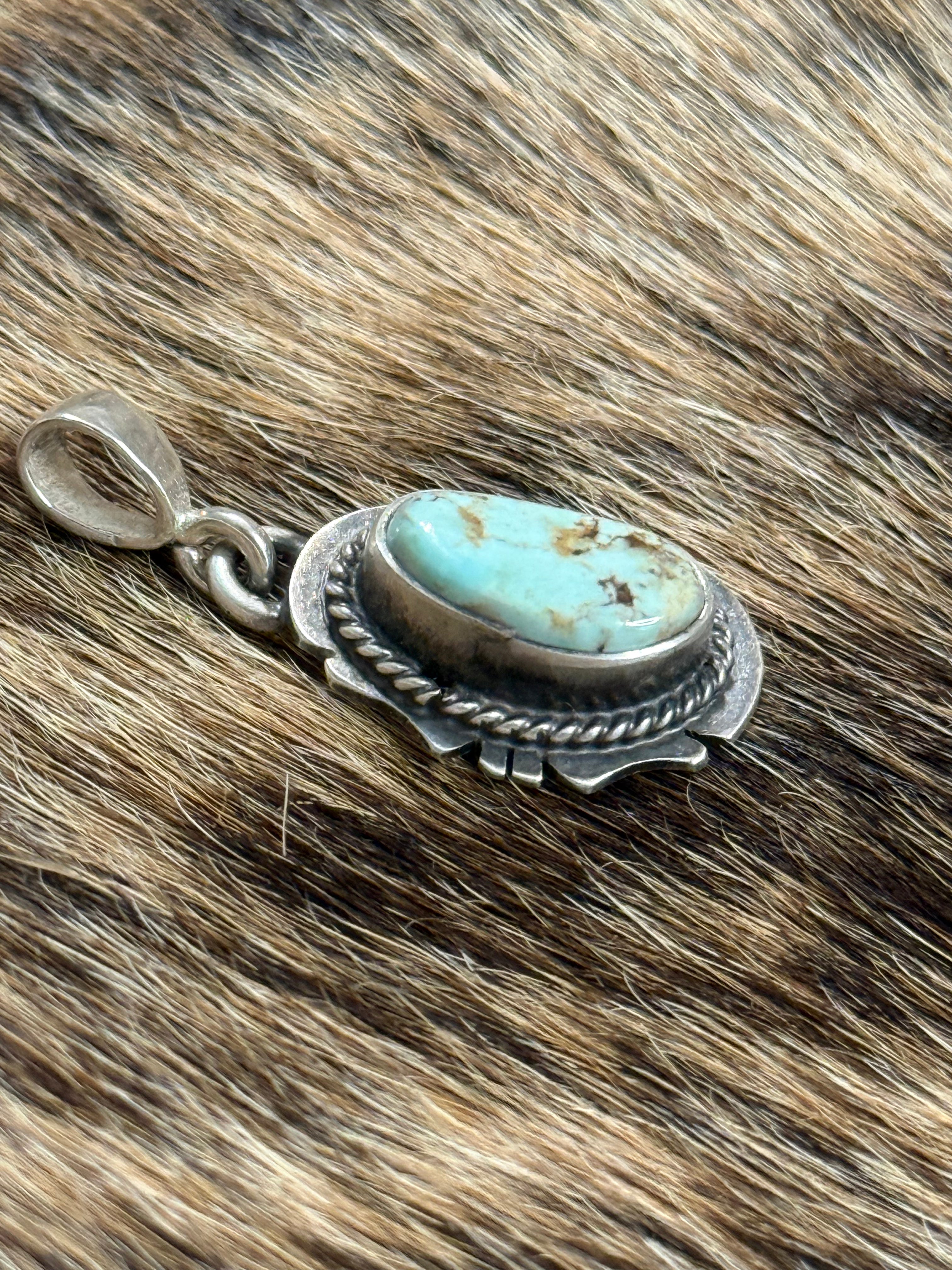 Native made dry creek turquoise pendant