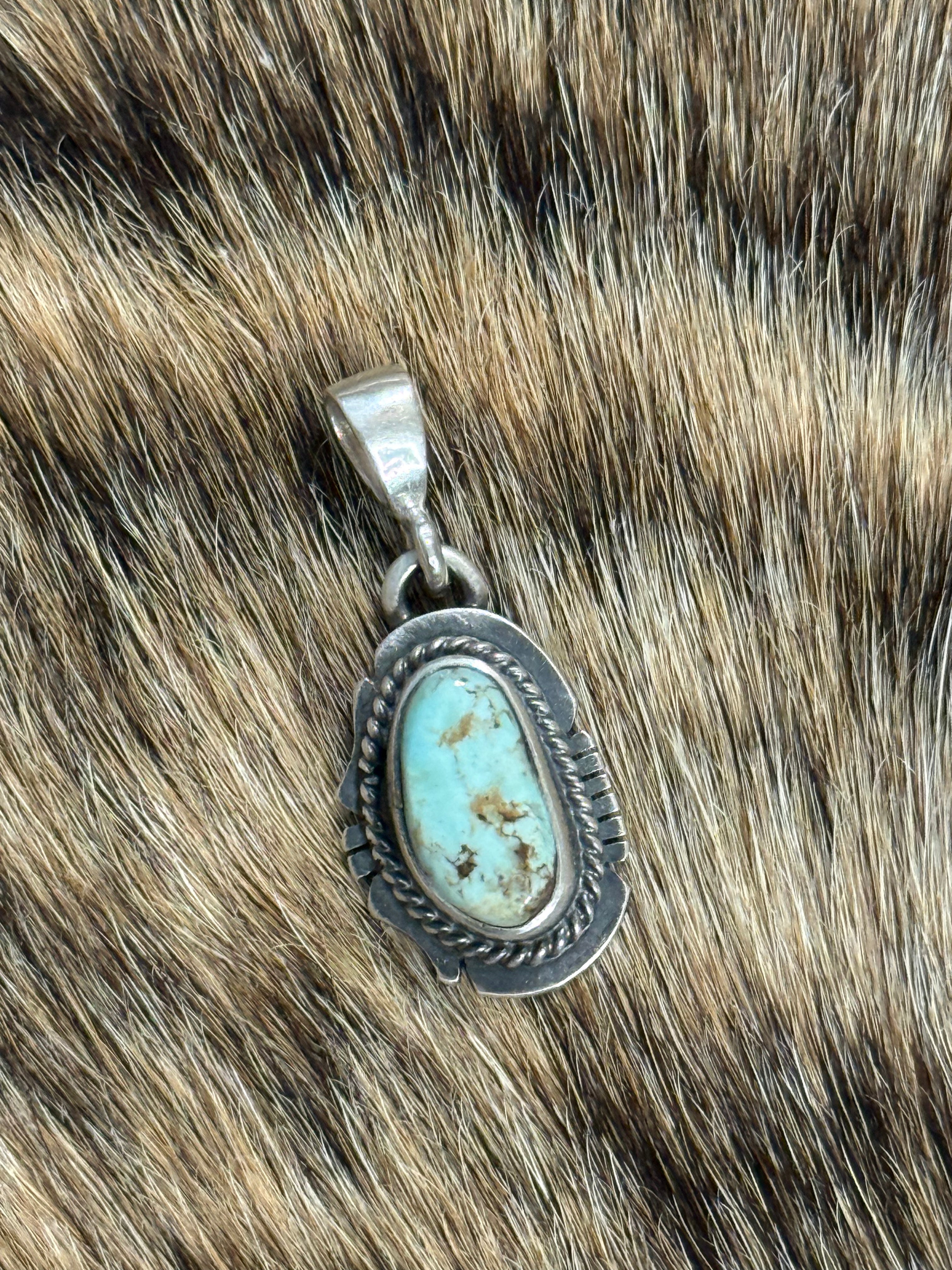 Native made dry creek turquoise pendant