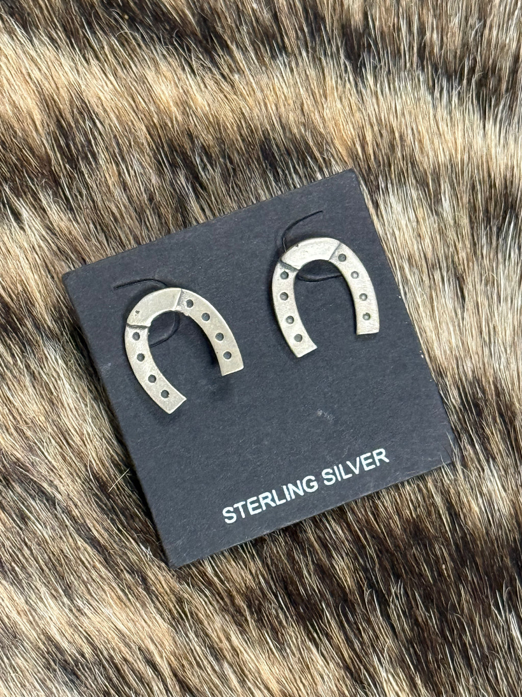 Sterling silver horseshoe stud earrings