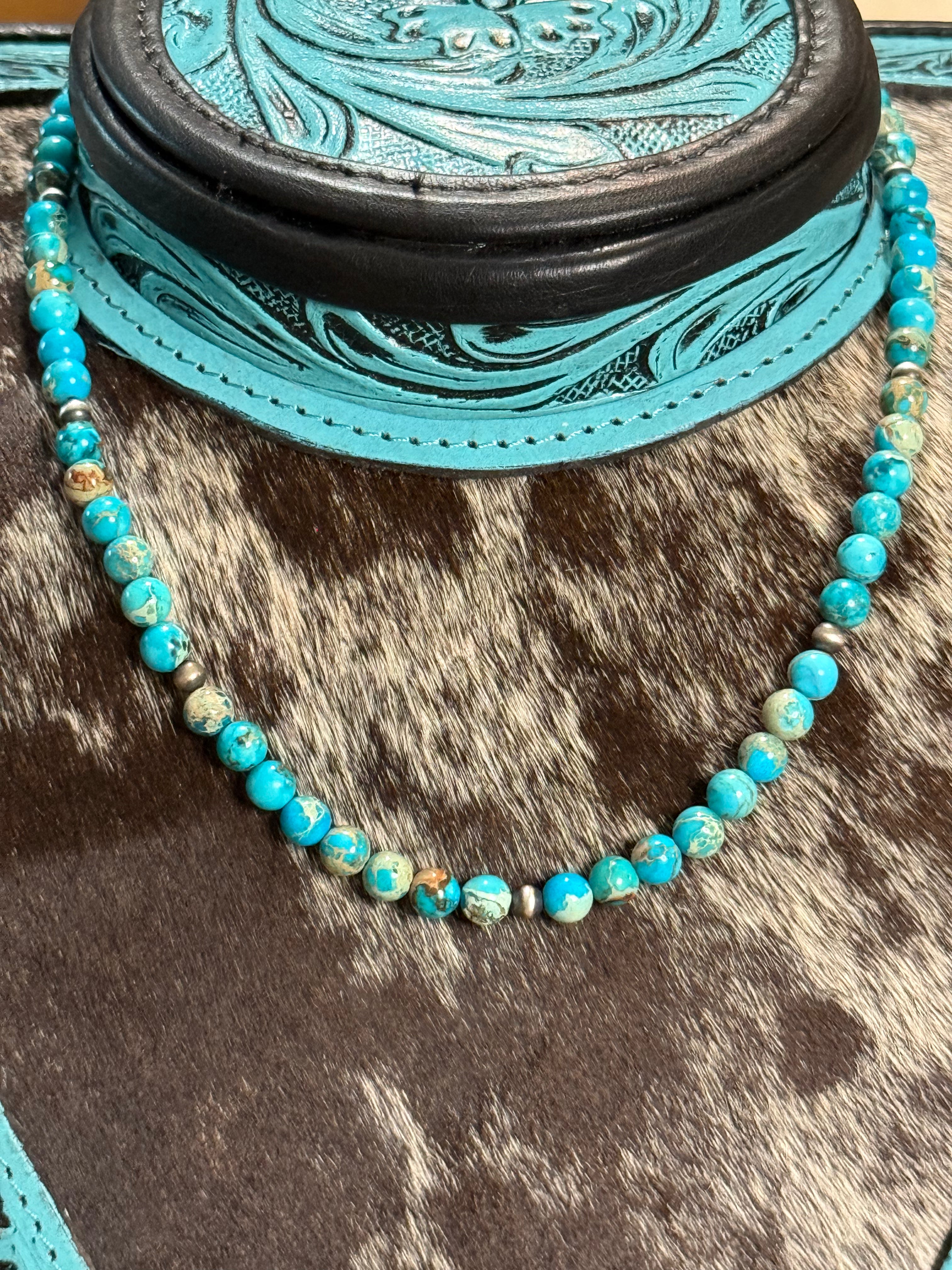 18” turquoise Jasper & sterling silver necklace