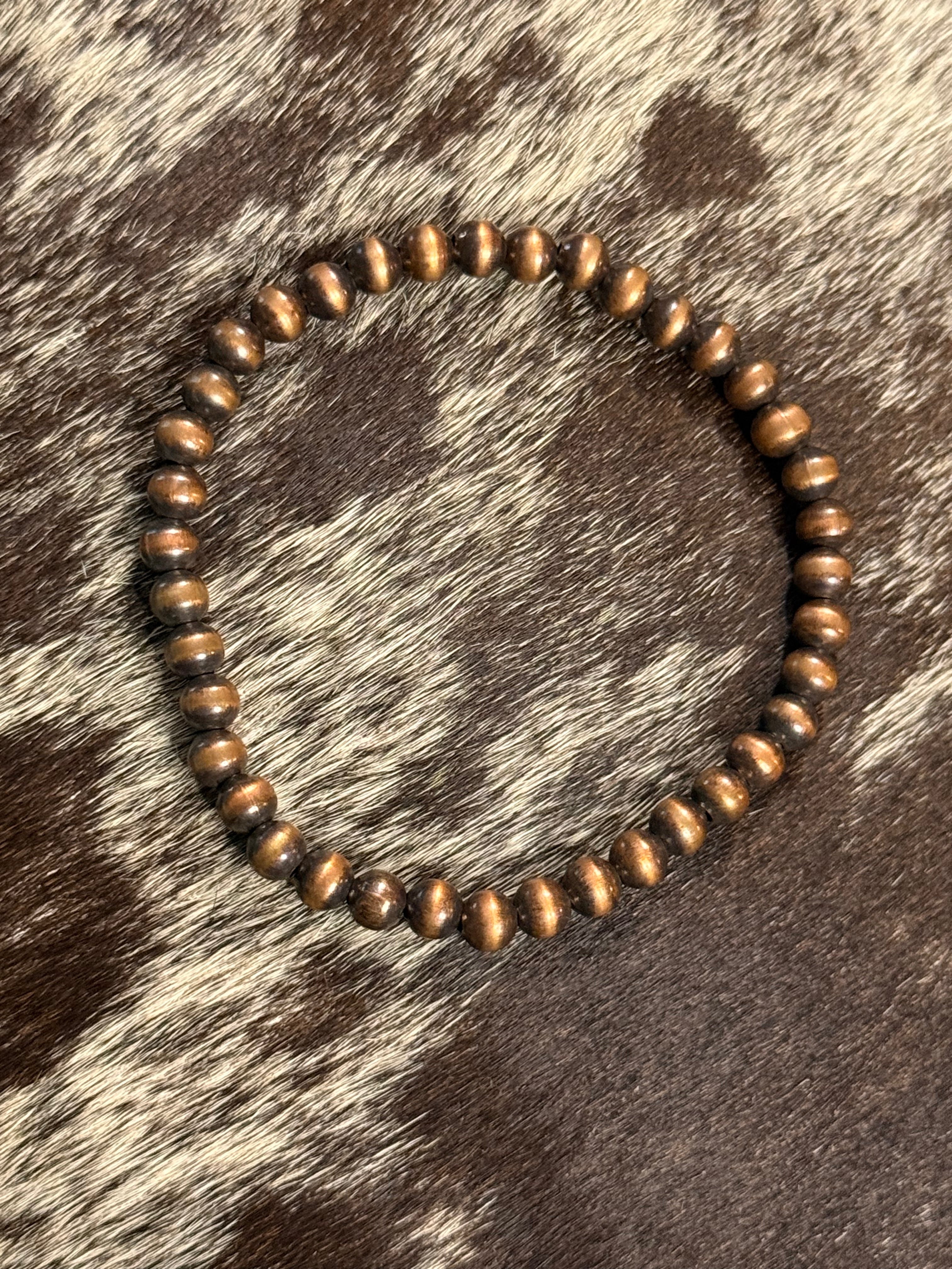 5 mm copper pearl stretch bracelet
