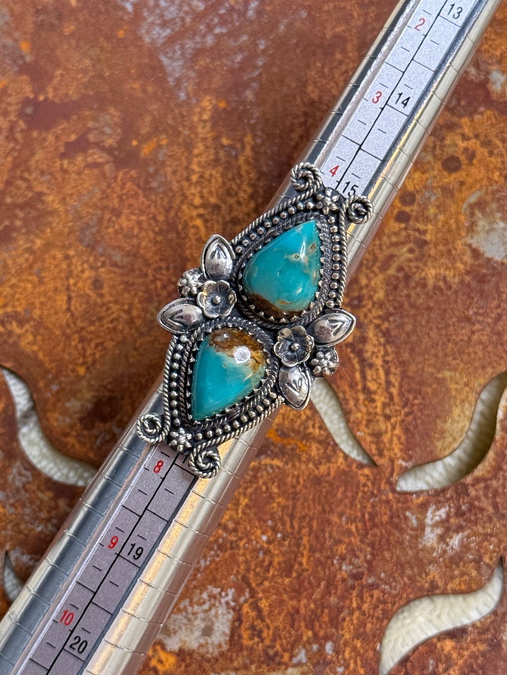Size 6 double turquoise stone ring