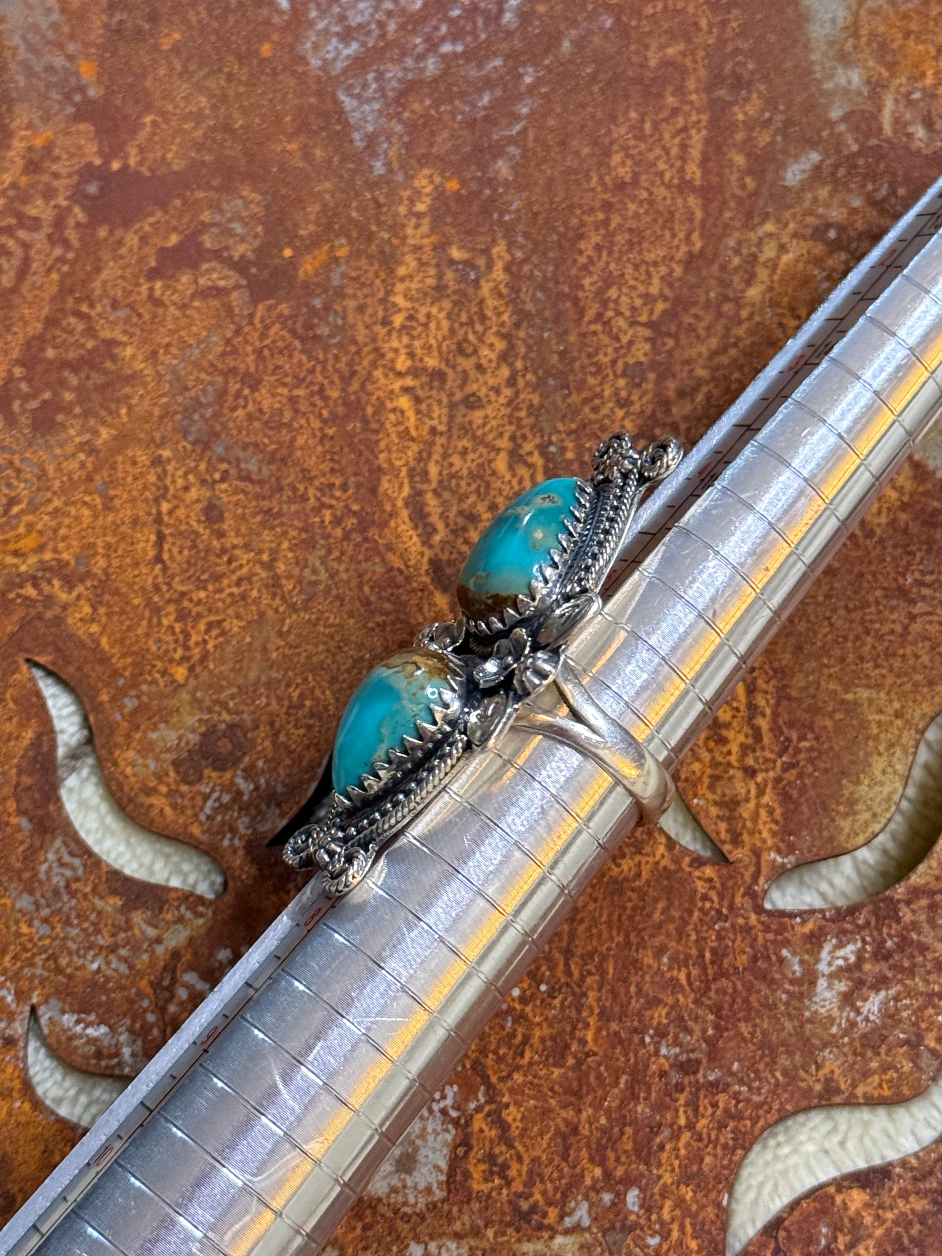 Size 6 double turquoise stone ring