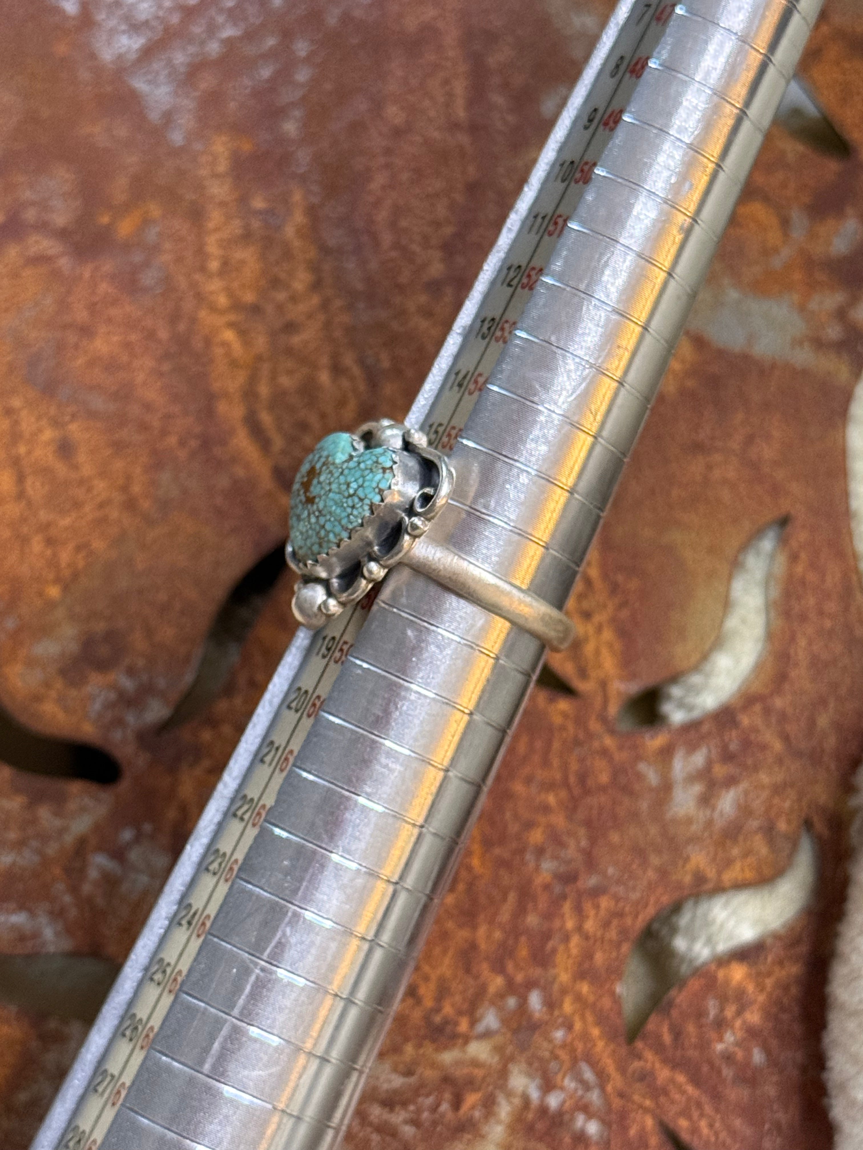 Number 8 turquoise adjustable heart ring