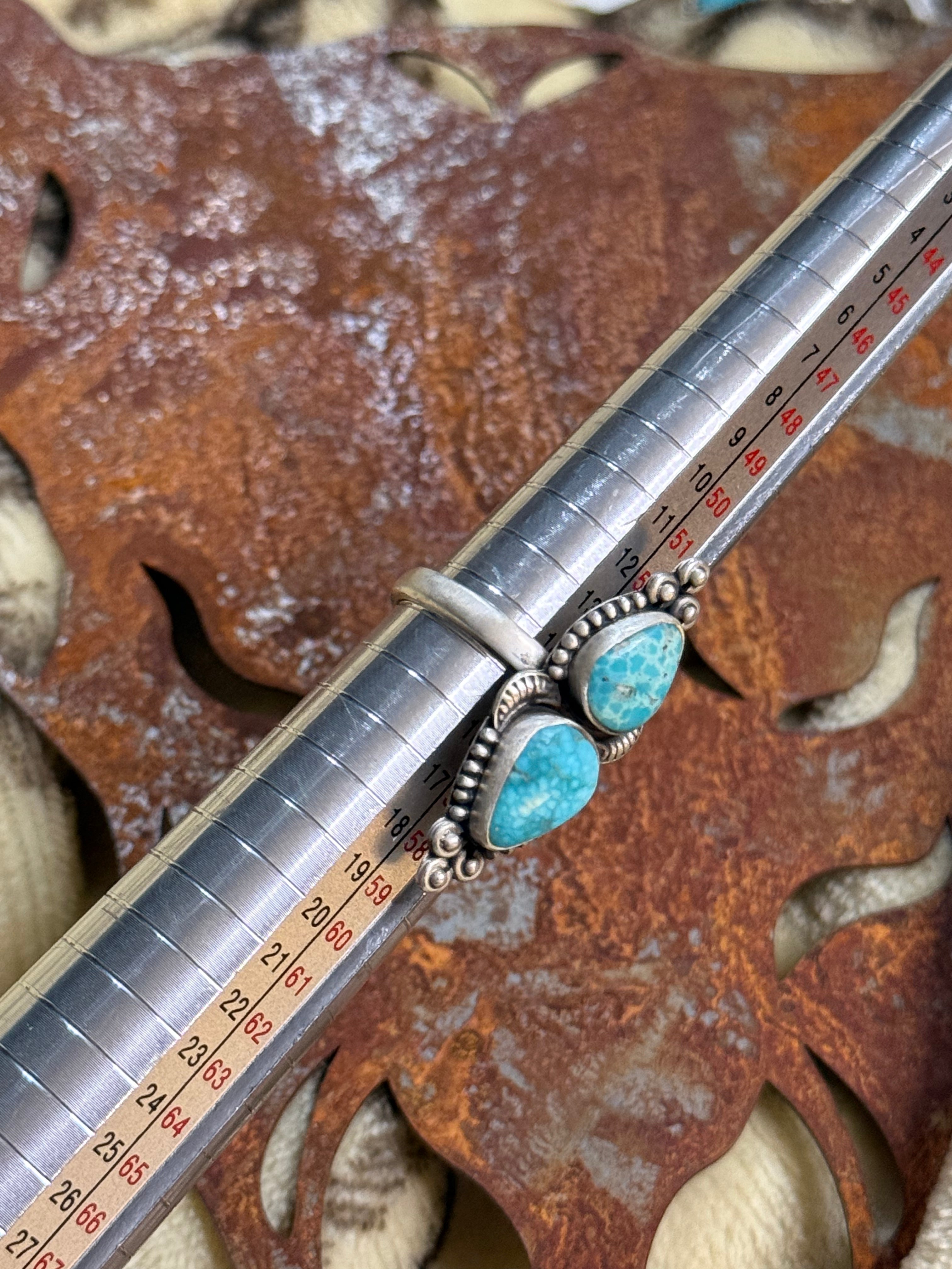 2 stone white water turquoise adjustable ring