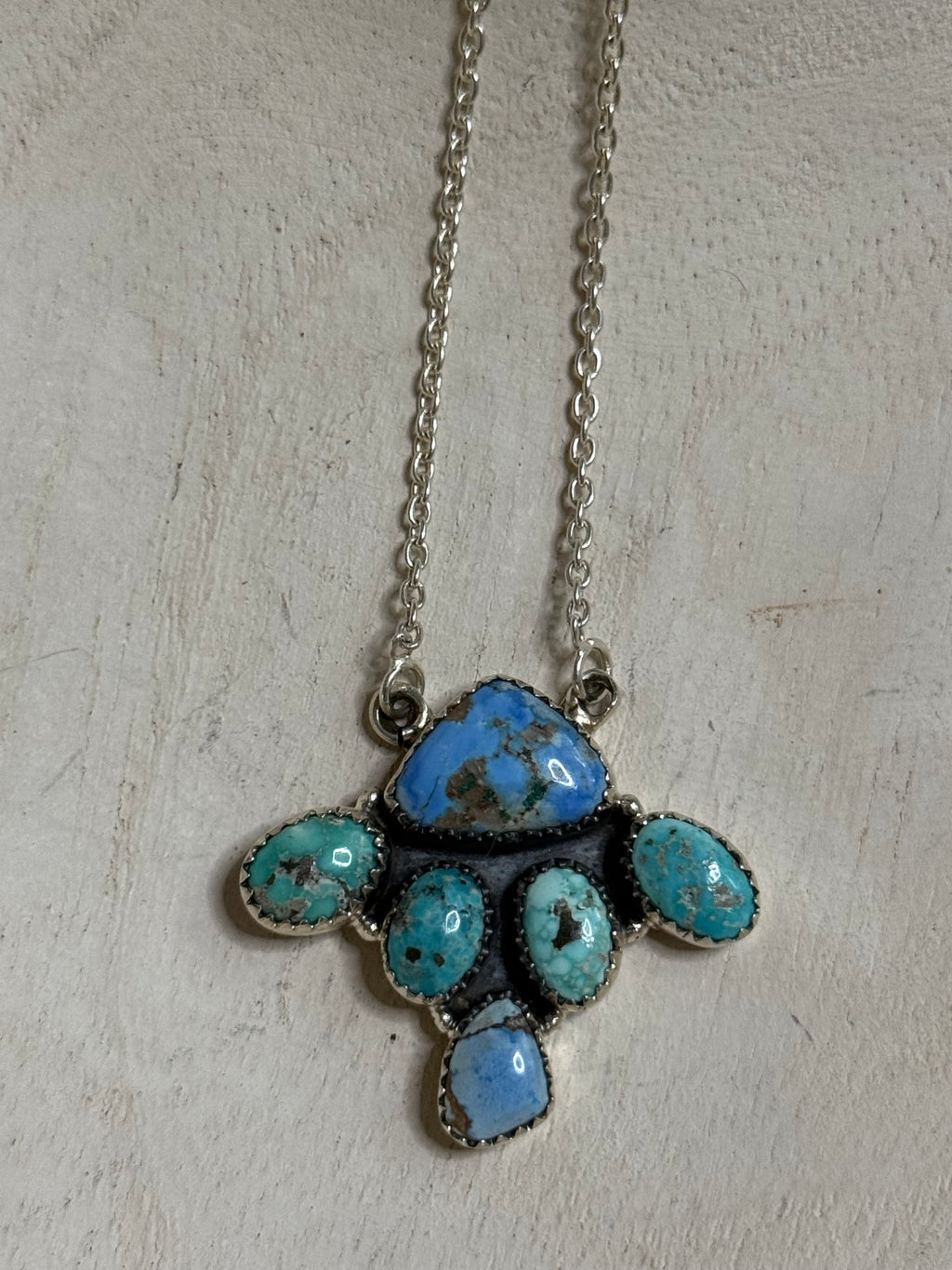 Multi turquoise cluster necklace