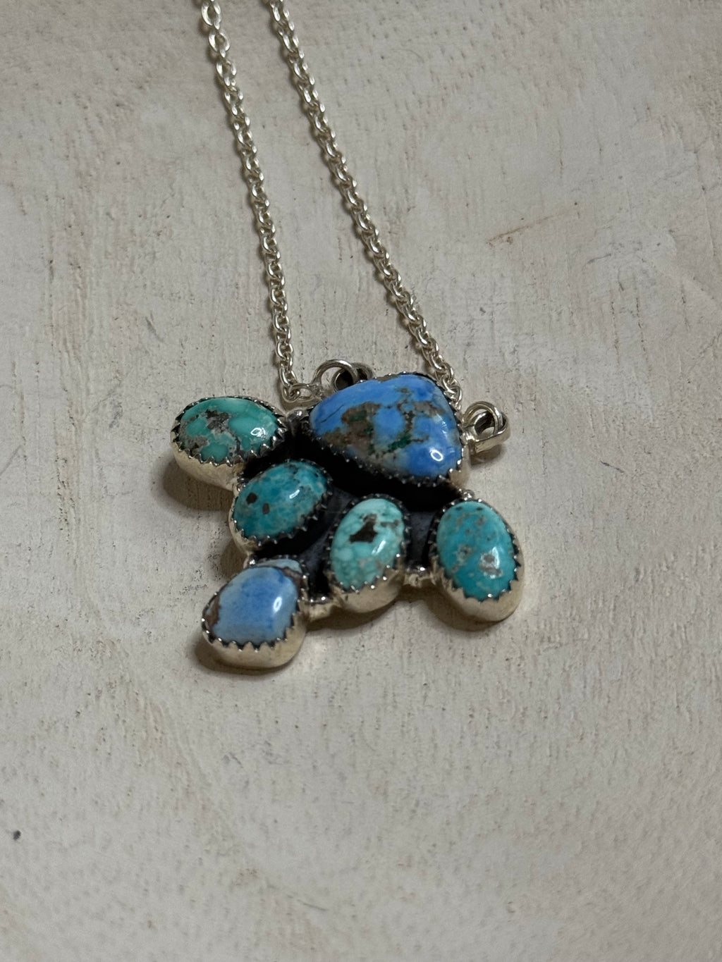 Multi turquoise cluster necklace