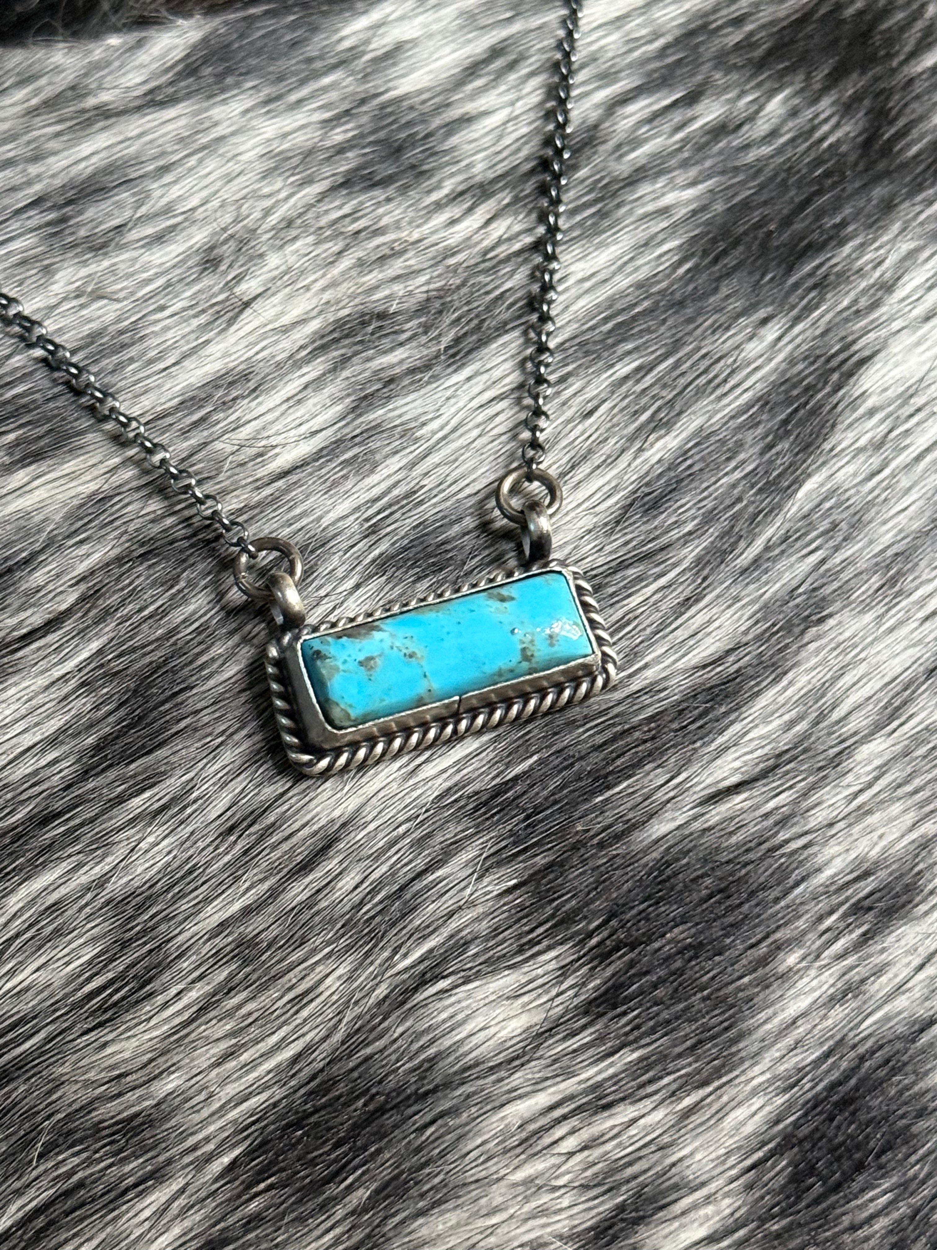 Navajo Johnny Dixon turquoise bar necklace