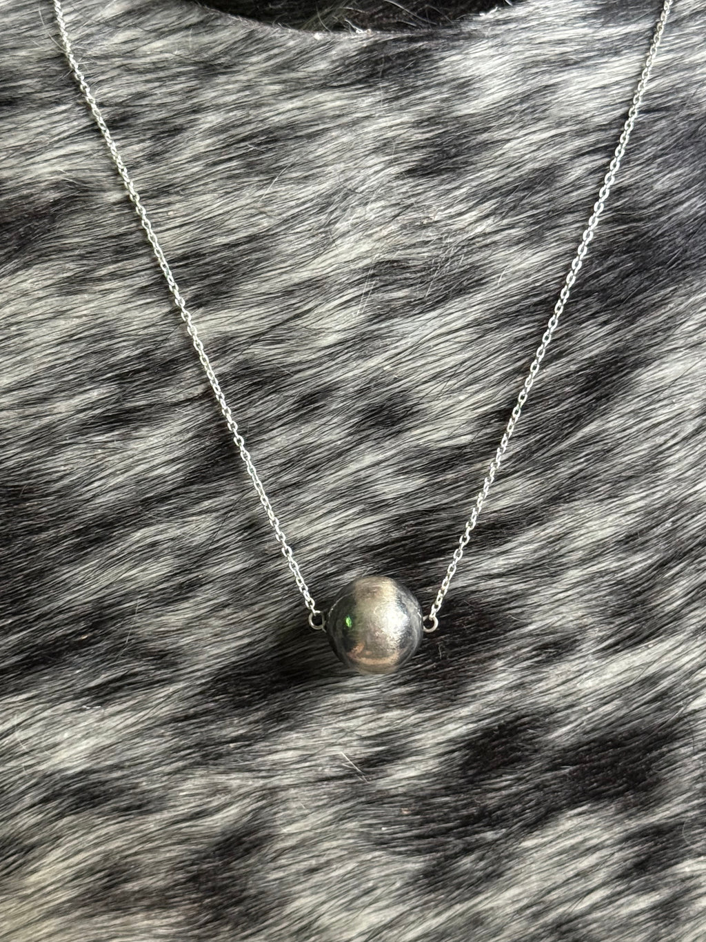14 mm sterling silver ball necklace