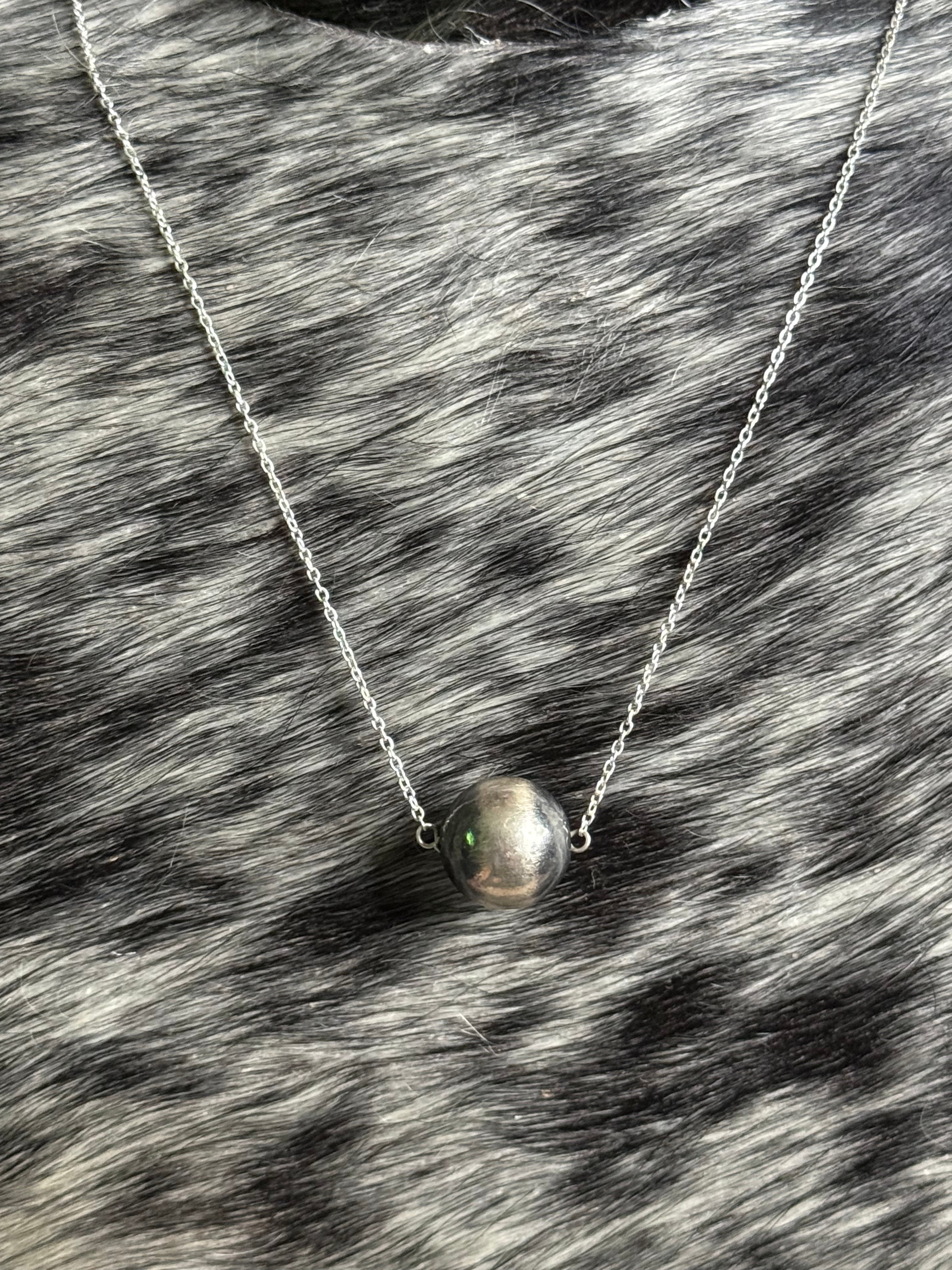 14 mm sterling silver ball necklace