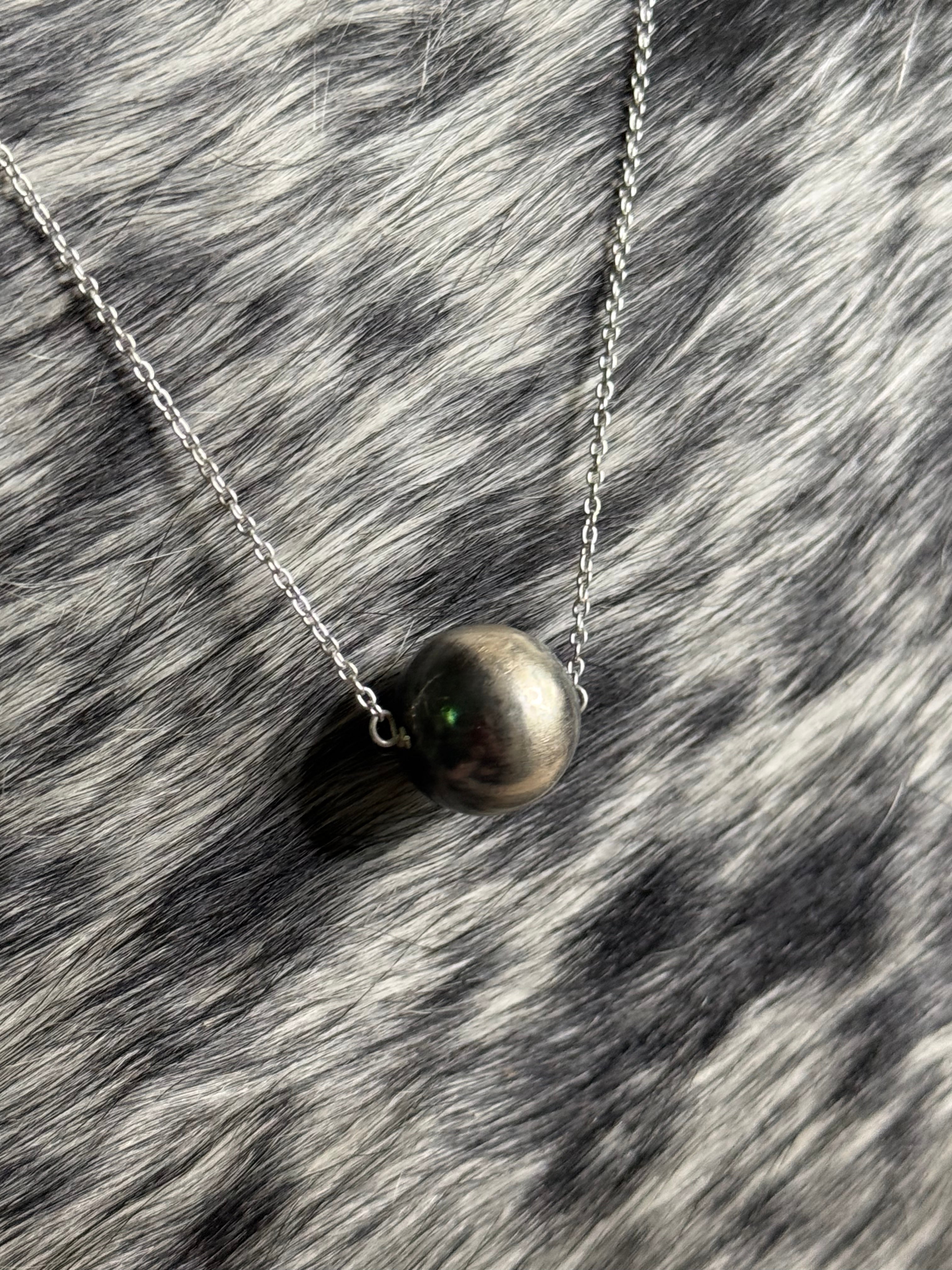 14 mm sterling silver ball necklace