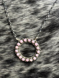 Zuni pink conch and sterling silver necklace by Phyllis Laate