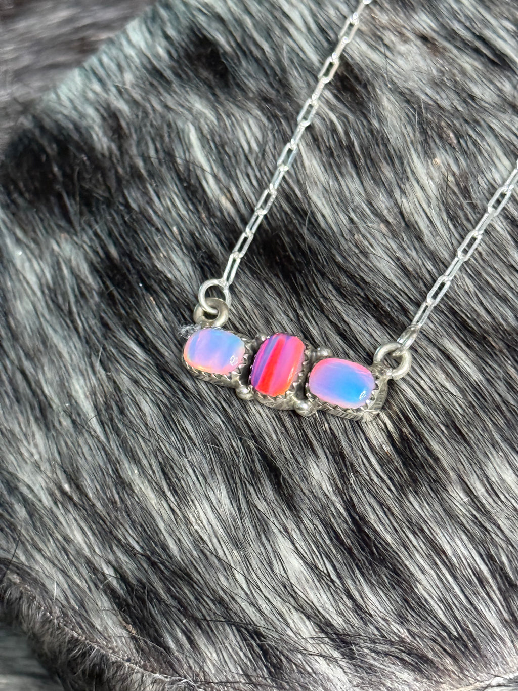 Opal 3 stone necklace