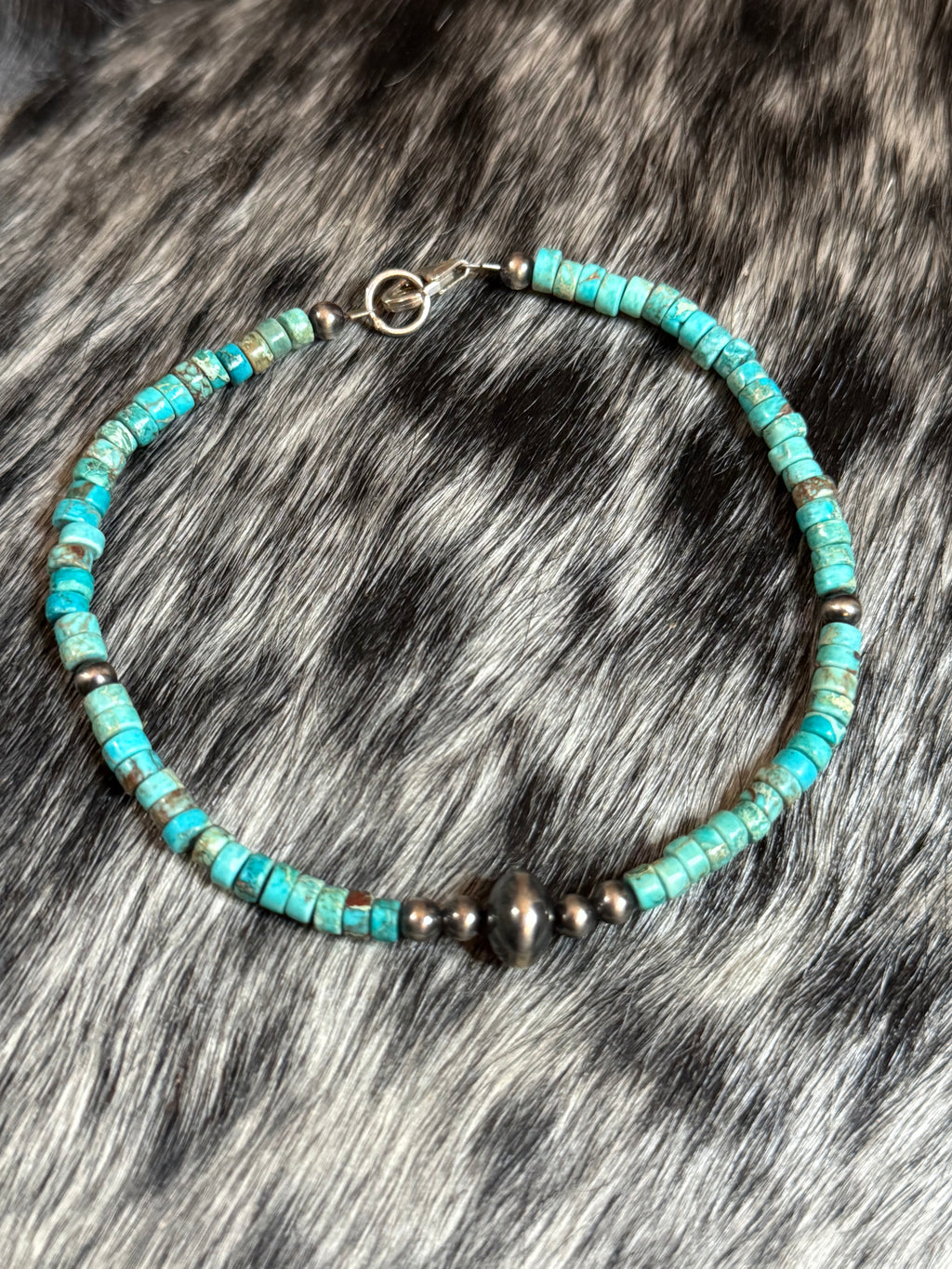 Turquoise & sterling silver anklet or bracelet