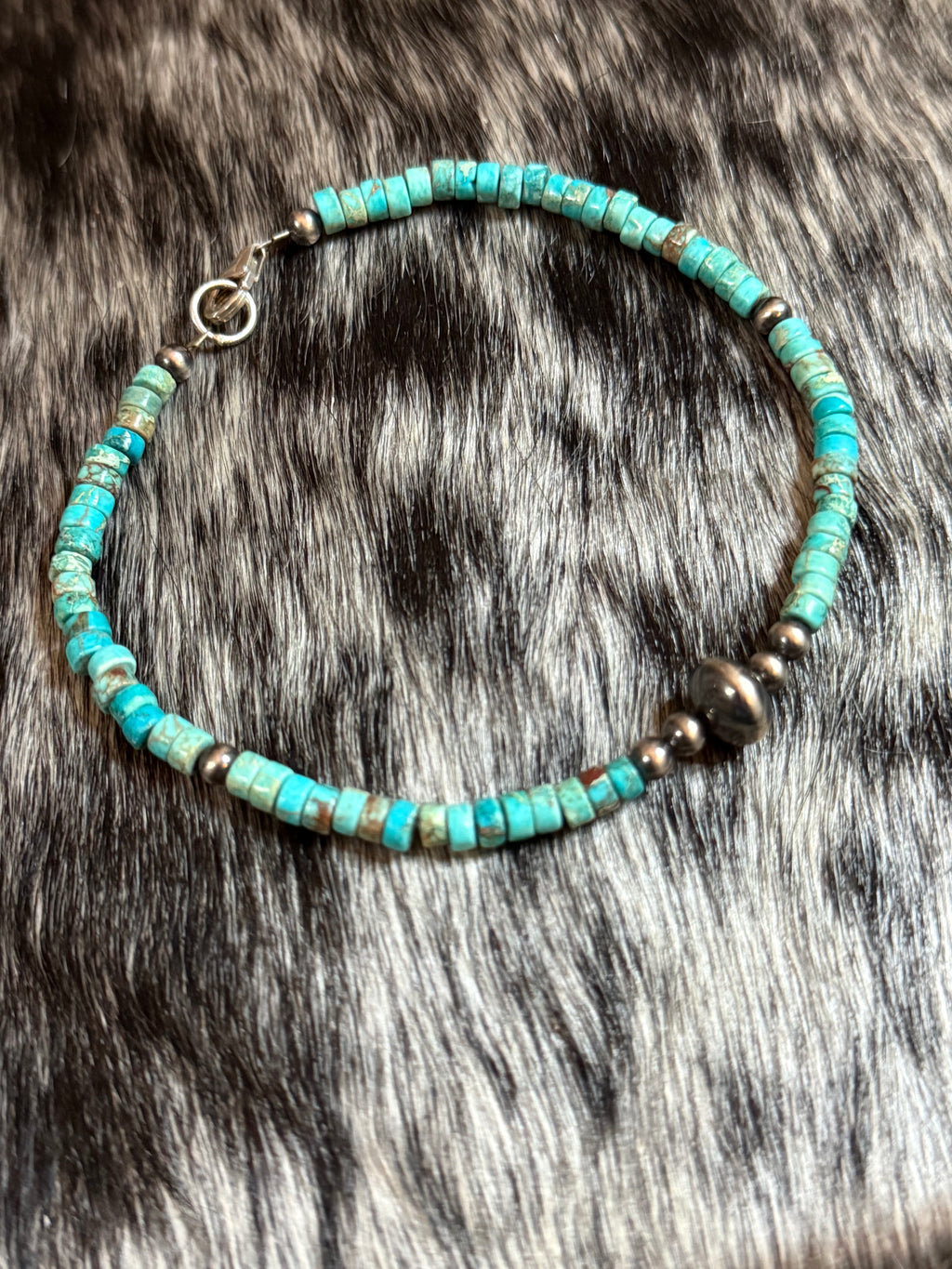 Turquoise & sterling silver anklet or bracelet