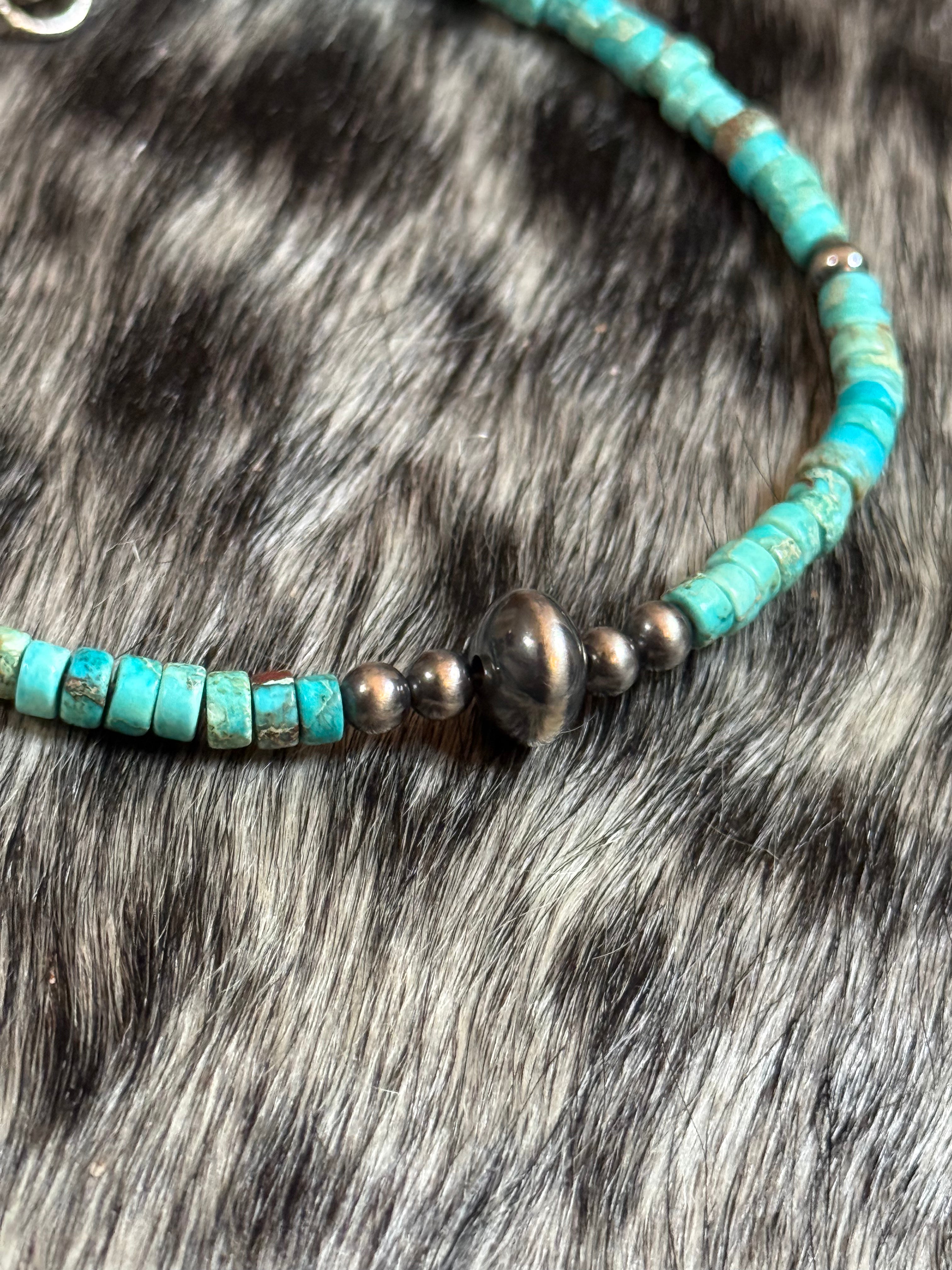 Turquoise & sterling silver anklet or bracelet