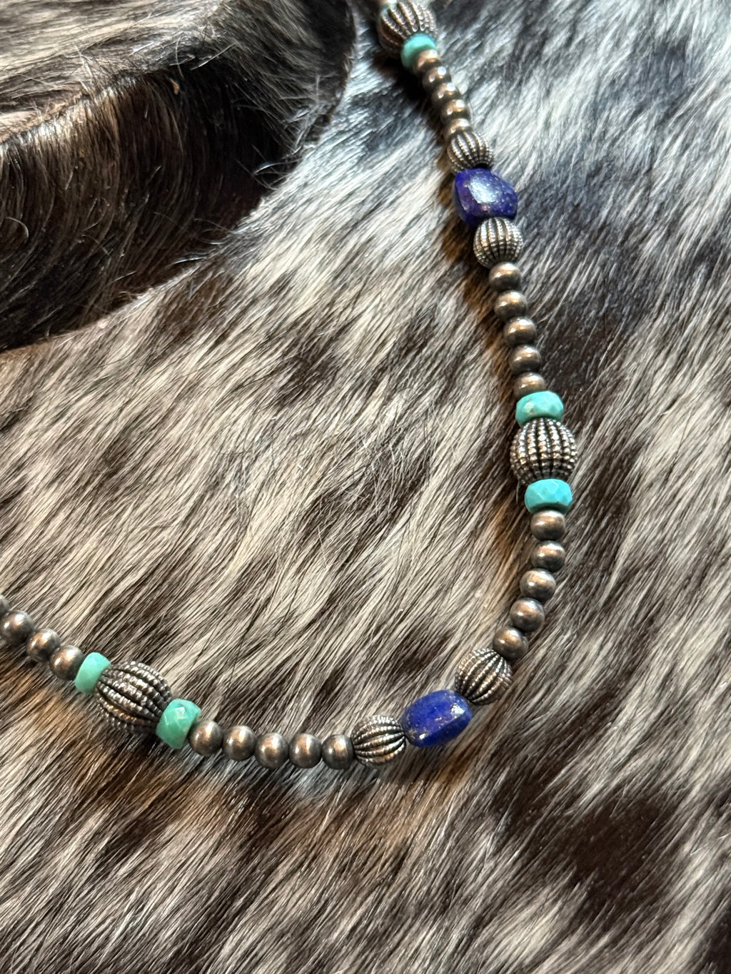 Native made turquoise and blue lapis necklace