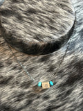 Turquoise & stamped square bead necklace