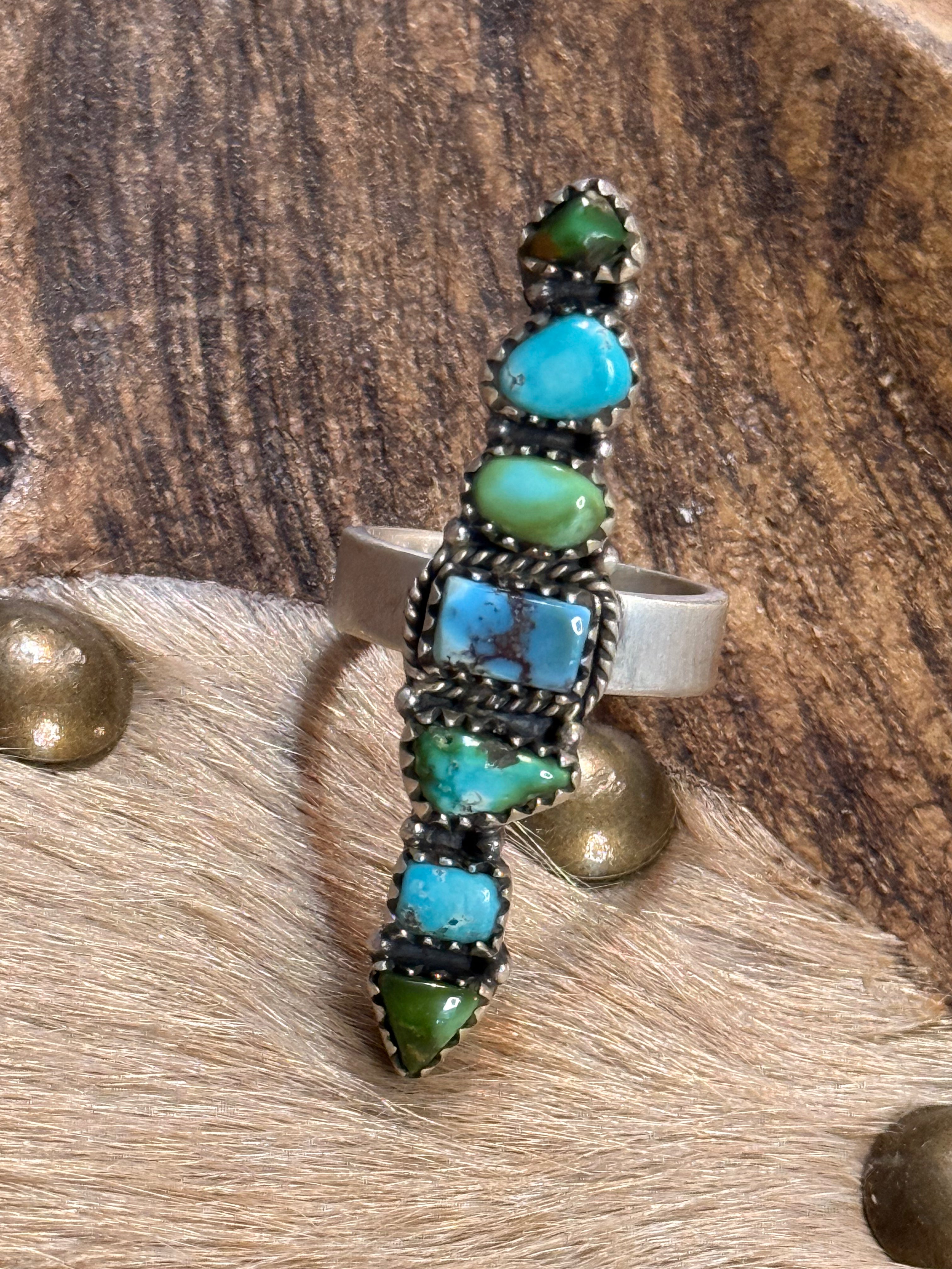 Mixed turquoise dainty crawler ring