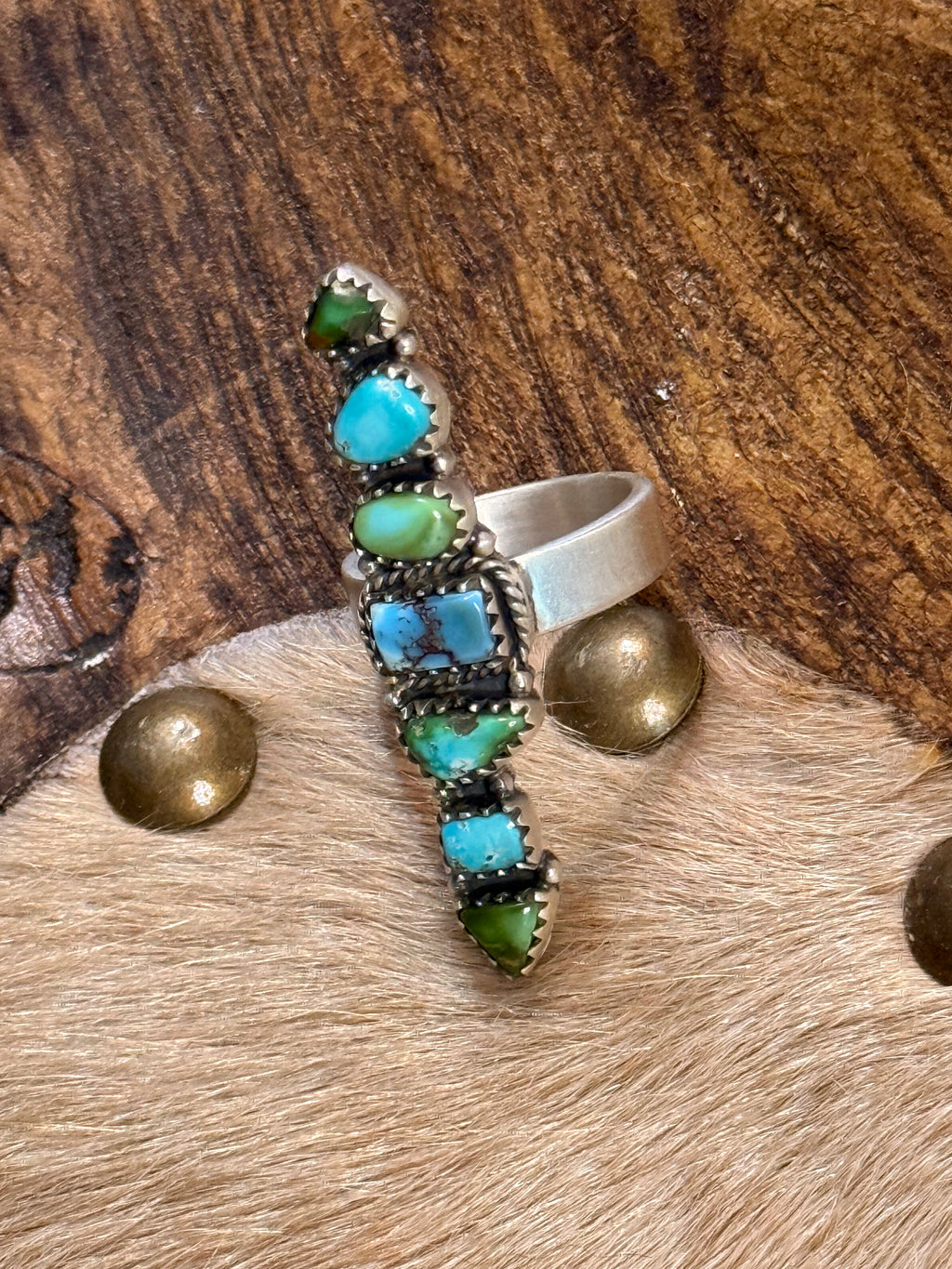 Mixed turquoise dainty crawler ring